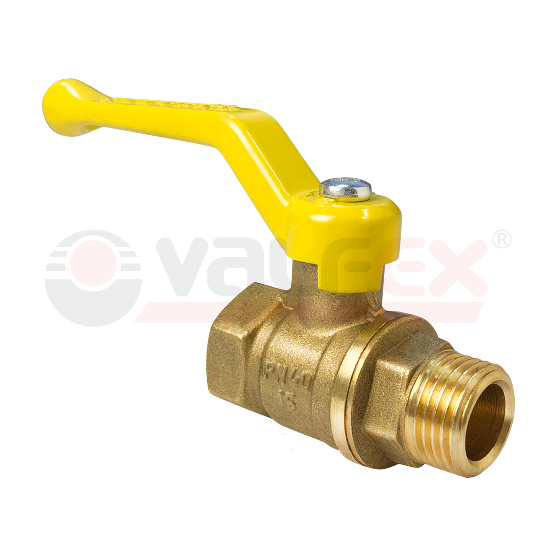 Кран шаровый латунныйVALFEX  11б27п газ ВР/НР Ду 32 (1 1/4") Ру 40 рычаг 